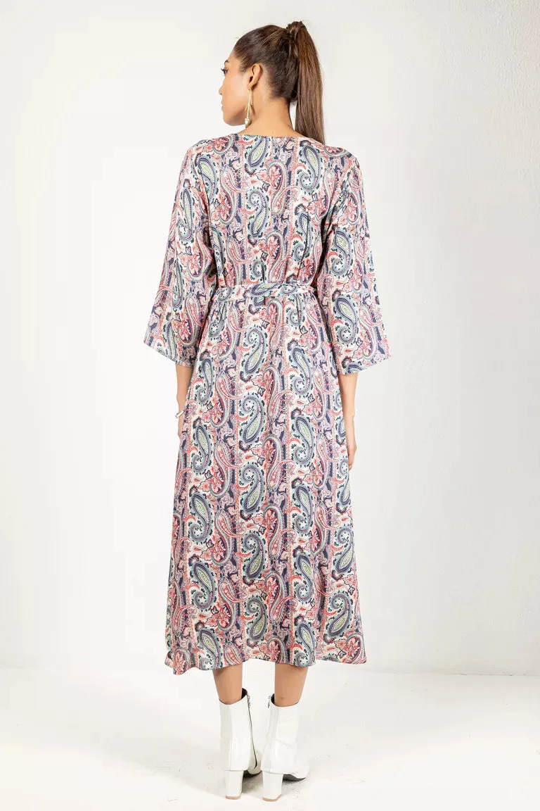 Navy With Multicolored Print Dress