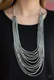 Necklace Peacefully Pacific - Silver - Gray Seed Beads N2220