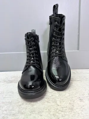 Nero Giardini Black Patent Leather Boot With Side Zip- 1309180D 100