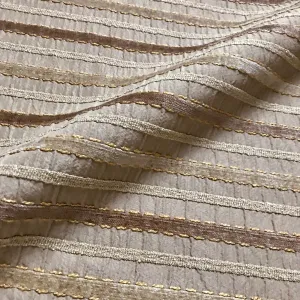 Neutral Embroidered Stripe Cotton Blend Fabric - 54"