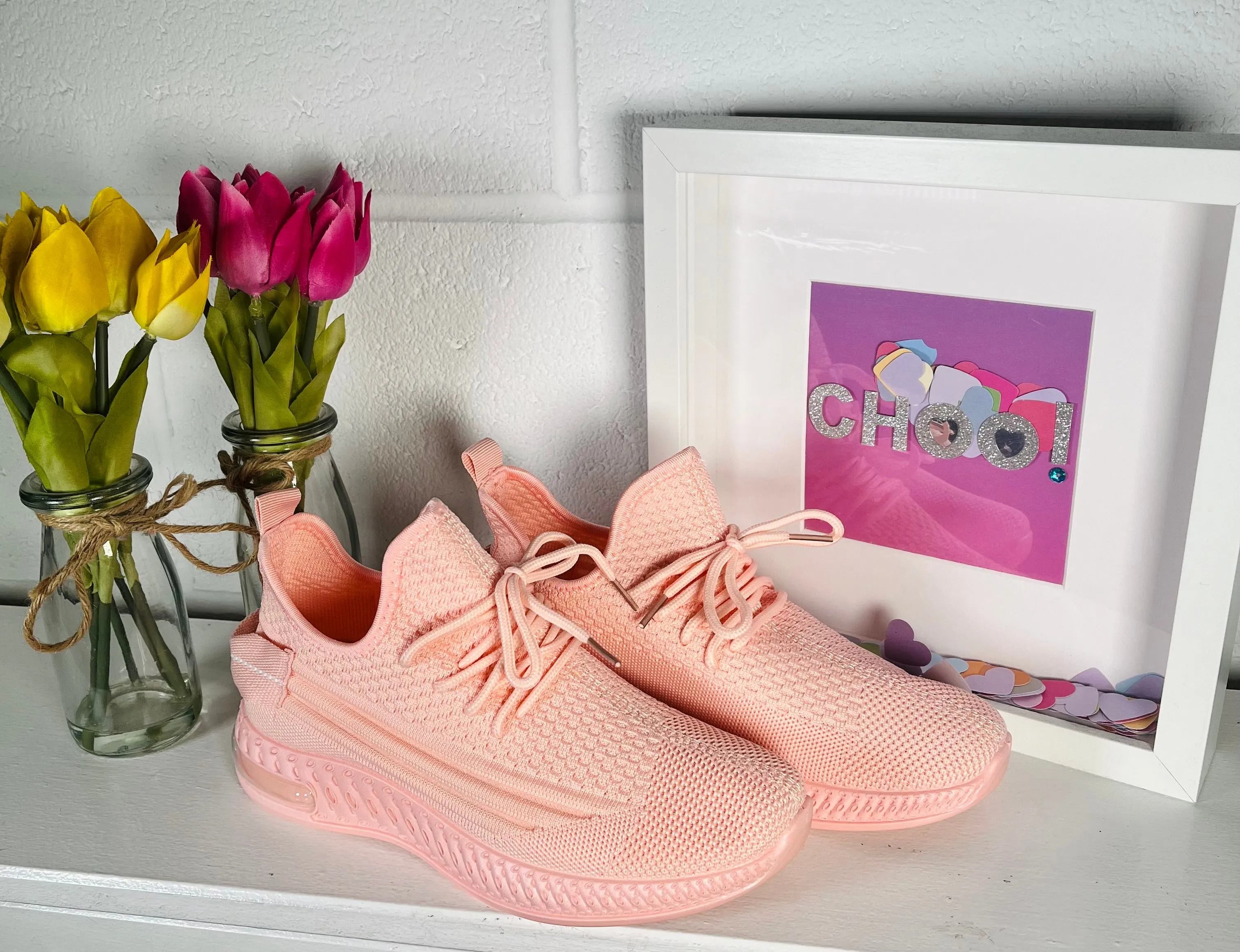 Nevada Sock Trainers - Baby Pink