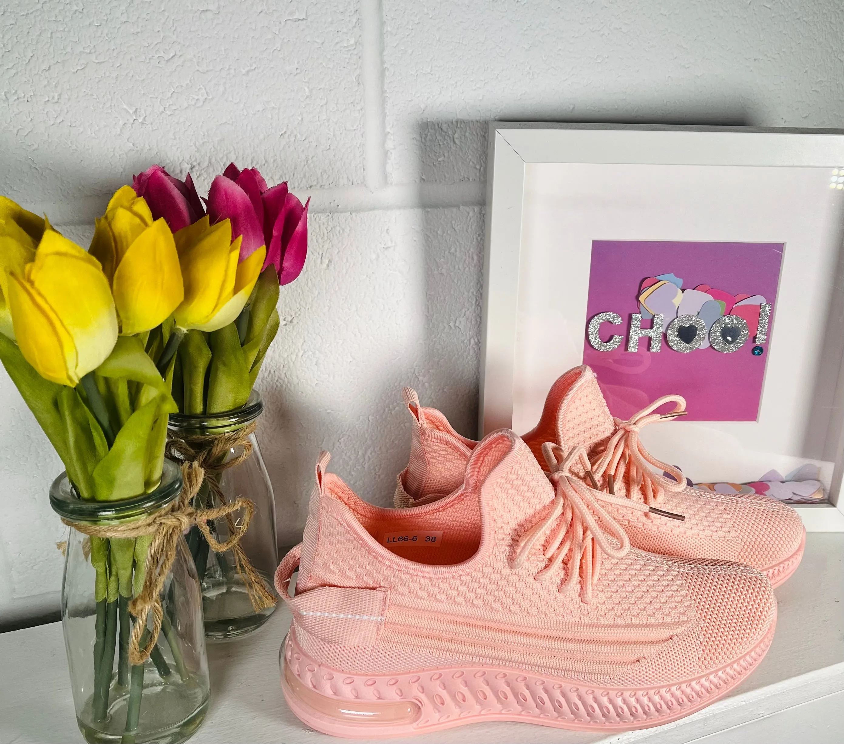 Nevada Sock Trainers - Baby Pink