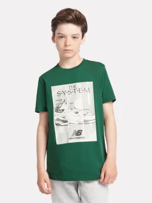 New Balance Boys The System Graphic T-Shirt in Green