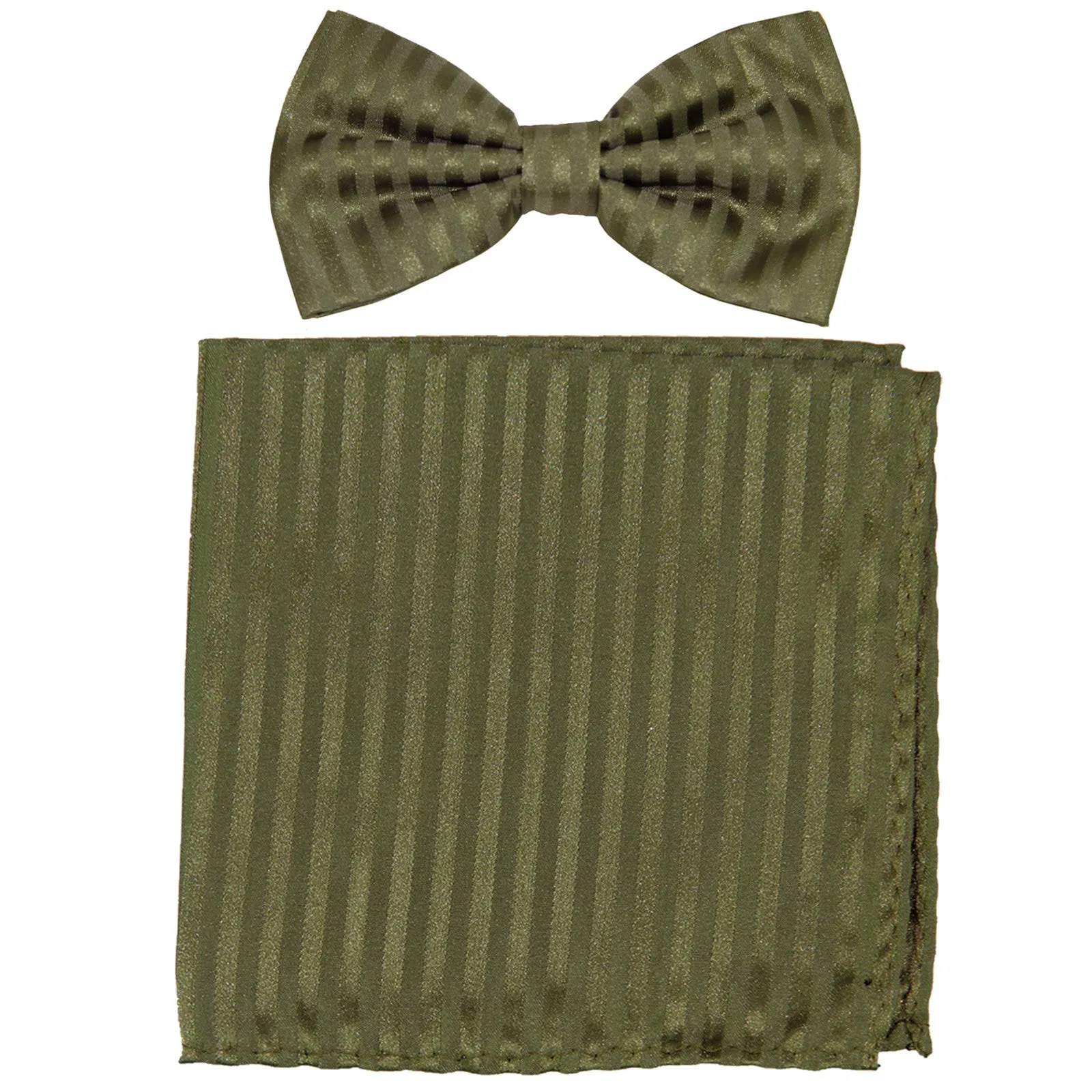 New formal men's pre tied Bow tie & Pocket Square Hankie stripes