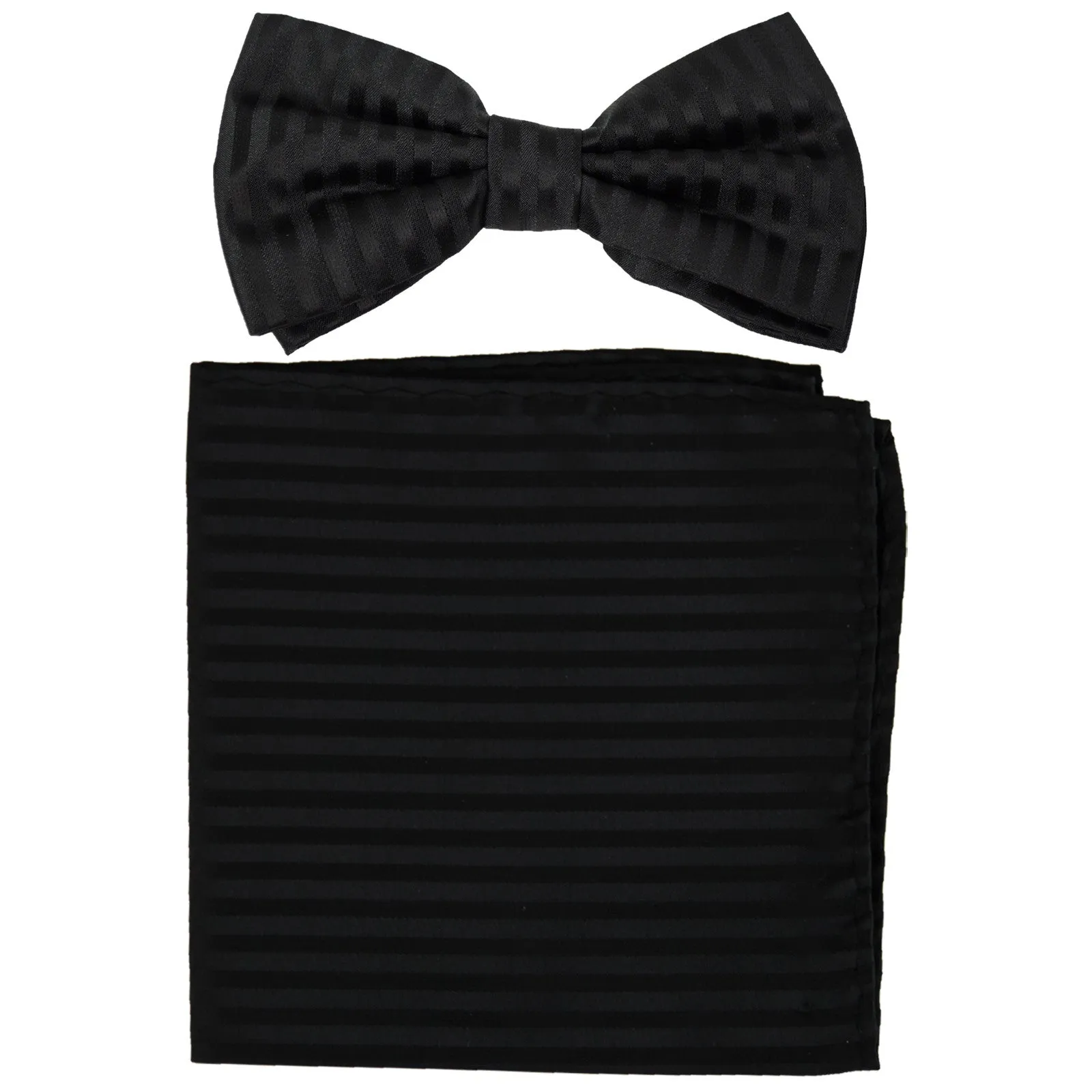 New formal men's pre tied Bow tie & Pocket Square Hankie stripes