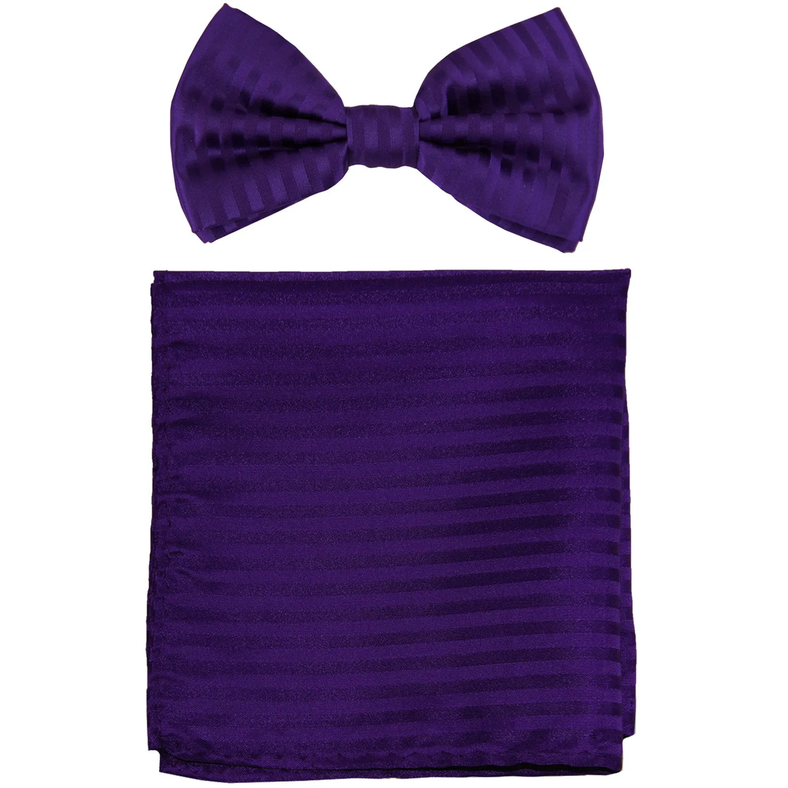New formal men's pre tied Bow tie & Pocket Square Hankie stripes