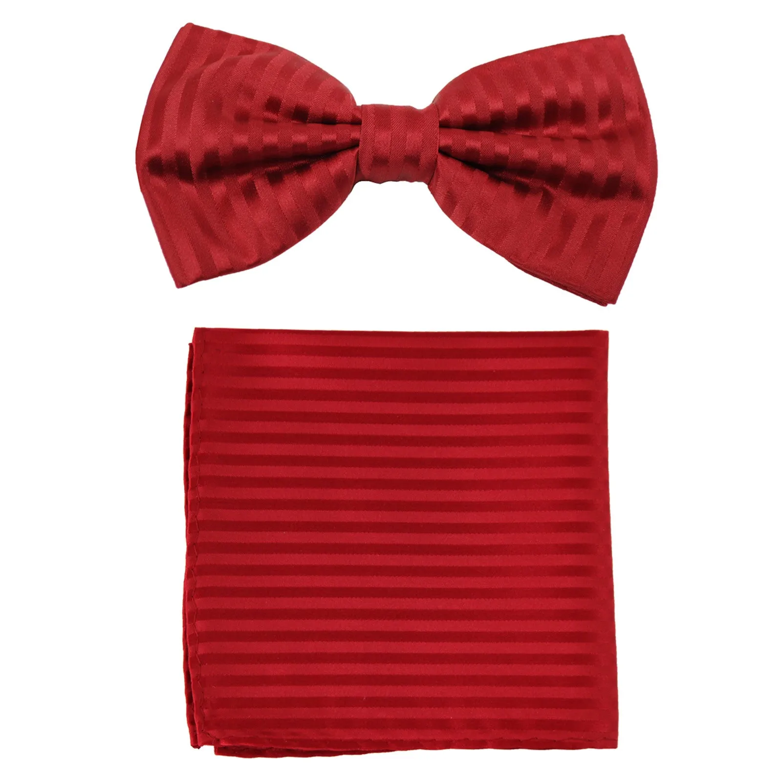 New formal men's pre tied Bow tie & Pocket Square Hankie stripes