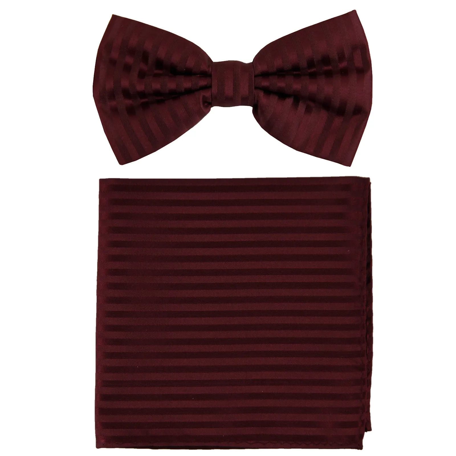 New formal men's pre tied Bow tie & Pocket Square Hankie stripes