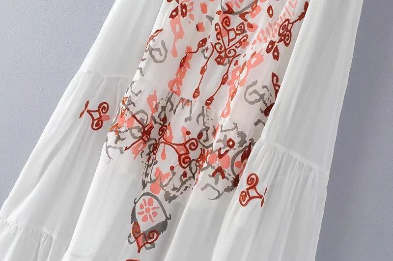 New Spaghetti Strap Embroidered Maxi Dress