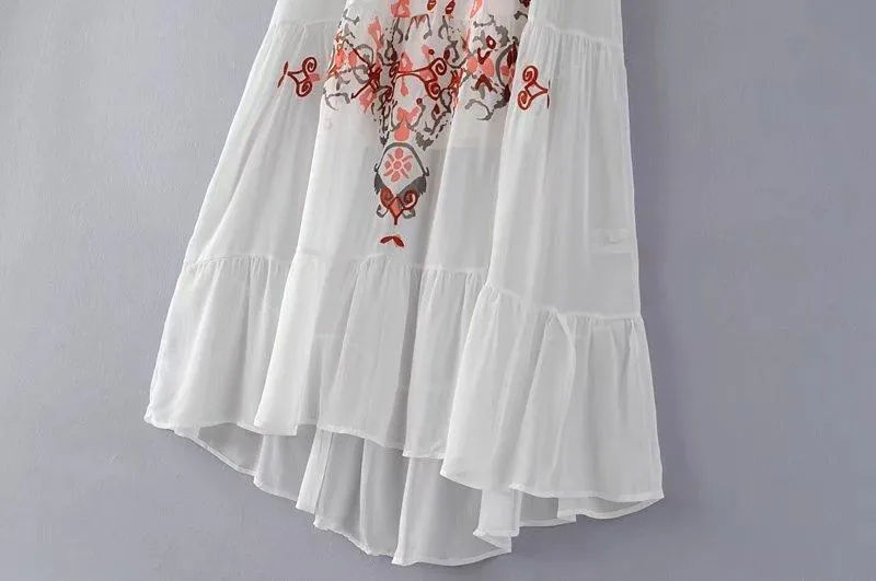 New Spaghetti Strap Embroidered Maxi Dress