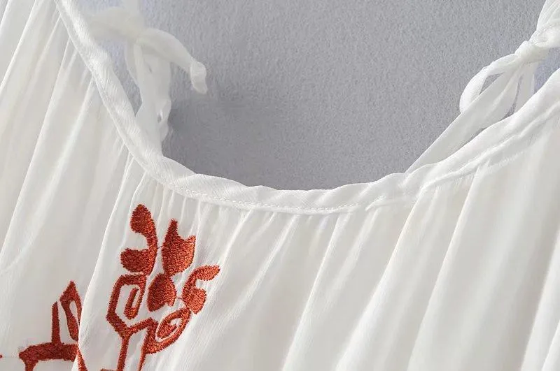 New Spaghetti Strap Embroidered Maxi Dress