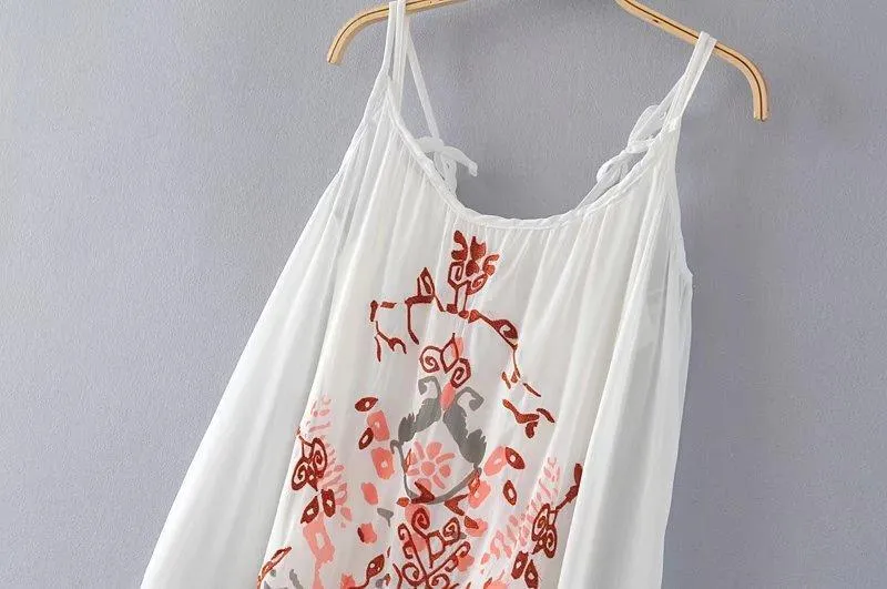 New Spaghetti Strap Embroidered Maxi Dress