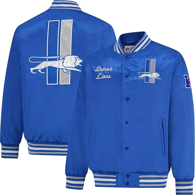 NFL Official Adults Supreme Satin Heritage Jacket, Detroit Lions, Supreme Satin|Detroit Lions