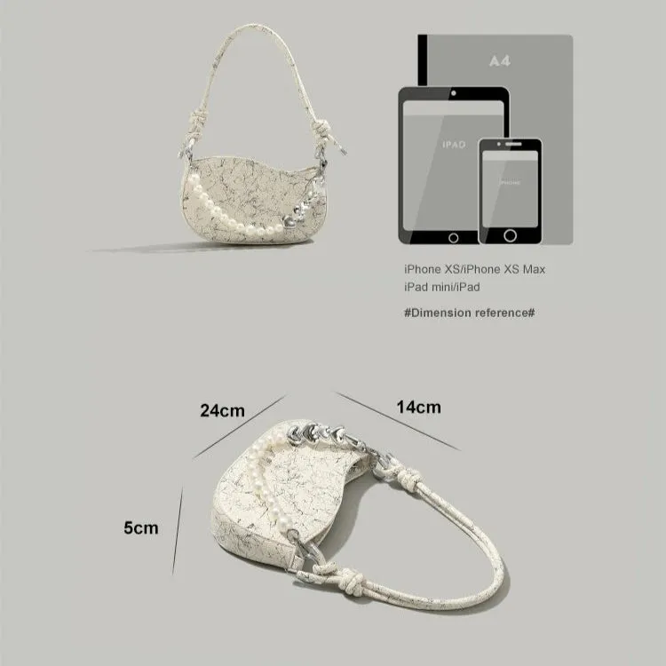 Niche Print Armpit Bag - Women's Pearl Chain Tote