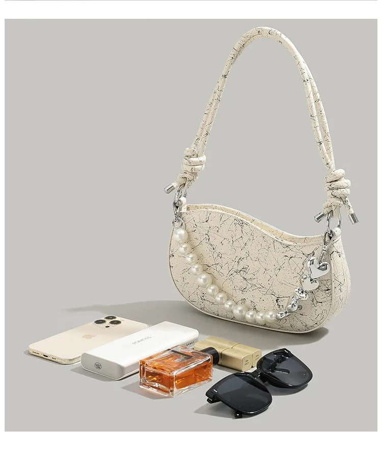 Niche Print Armpit Bag - Women's Pearl Chain Tote