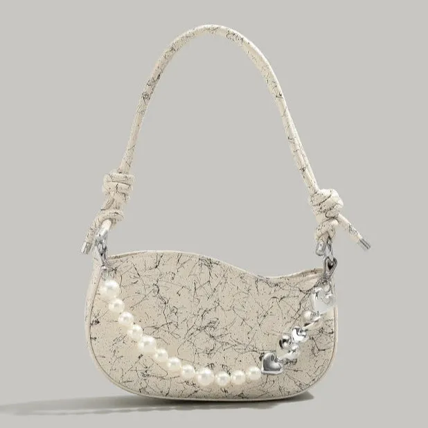 Niche Print Armpit Bag - Women's Pearl Chain Tote