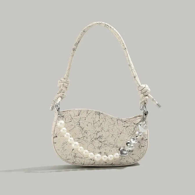 Niche Print Armpit Bag - Women's Pearl Chain Tote