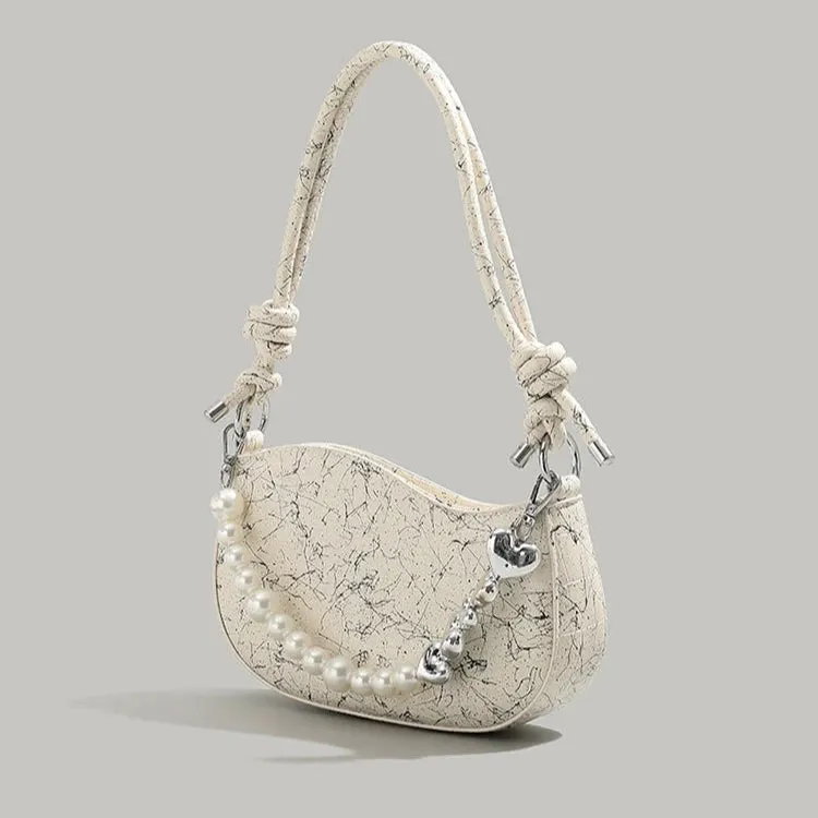 Niche Print Armpit Bag - Women's Pearl Chain Tote