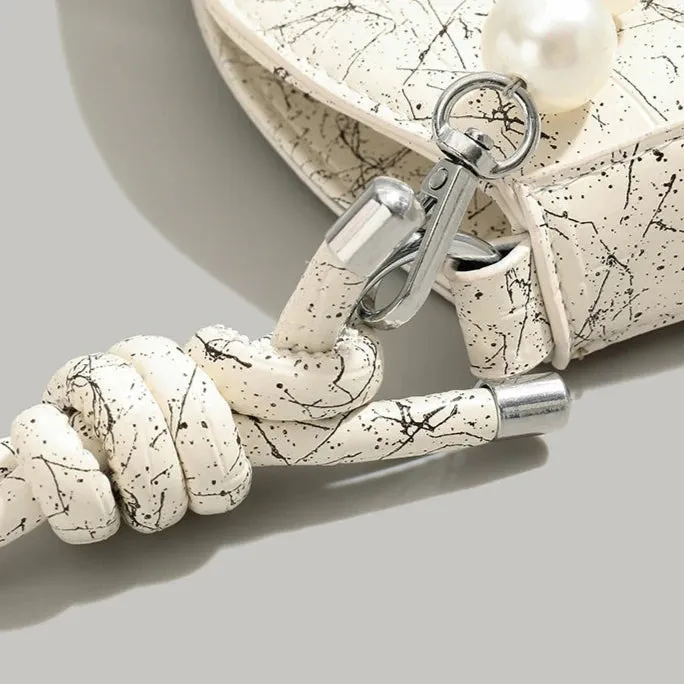 Niche Print Armpit Bag - Women's Pearl Chain Tote