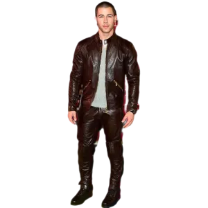 Nick Jonas Men's Real Leather Stylish Pants Black