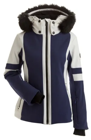 Nils Gstaad Faux Fur Jacket Womens 2024 Navy / White