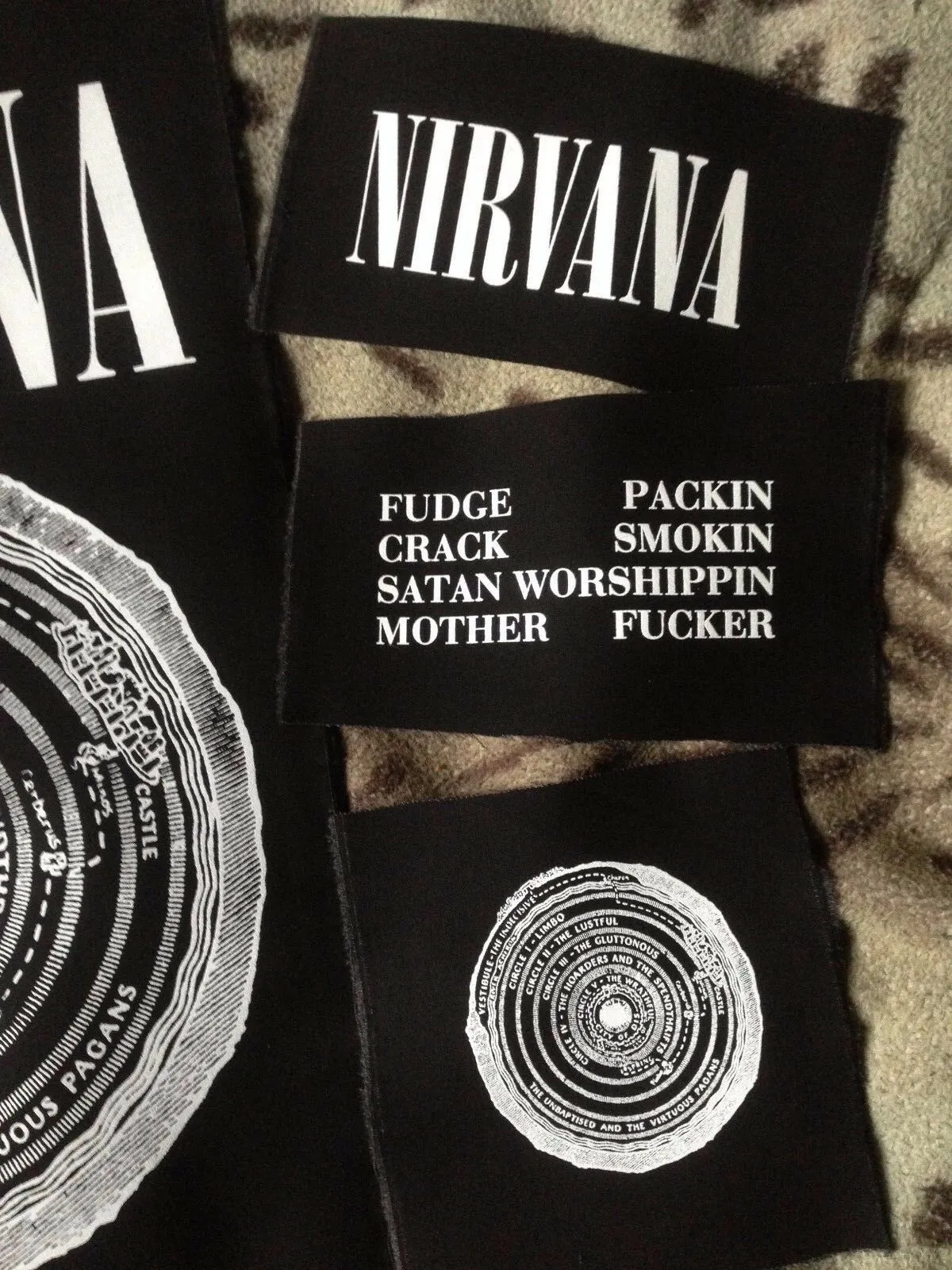 Nirvana Vestibule Black Denim Vest Cut-Off Battle Jacket Negative Creep Bleach