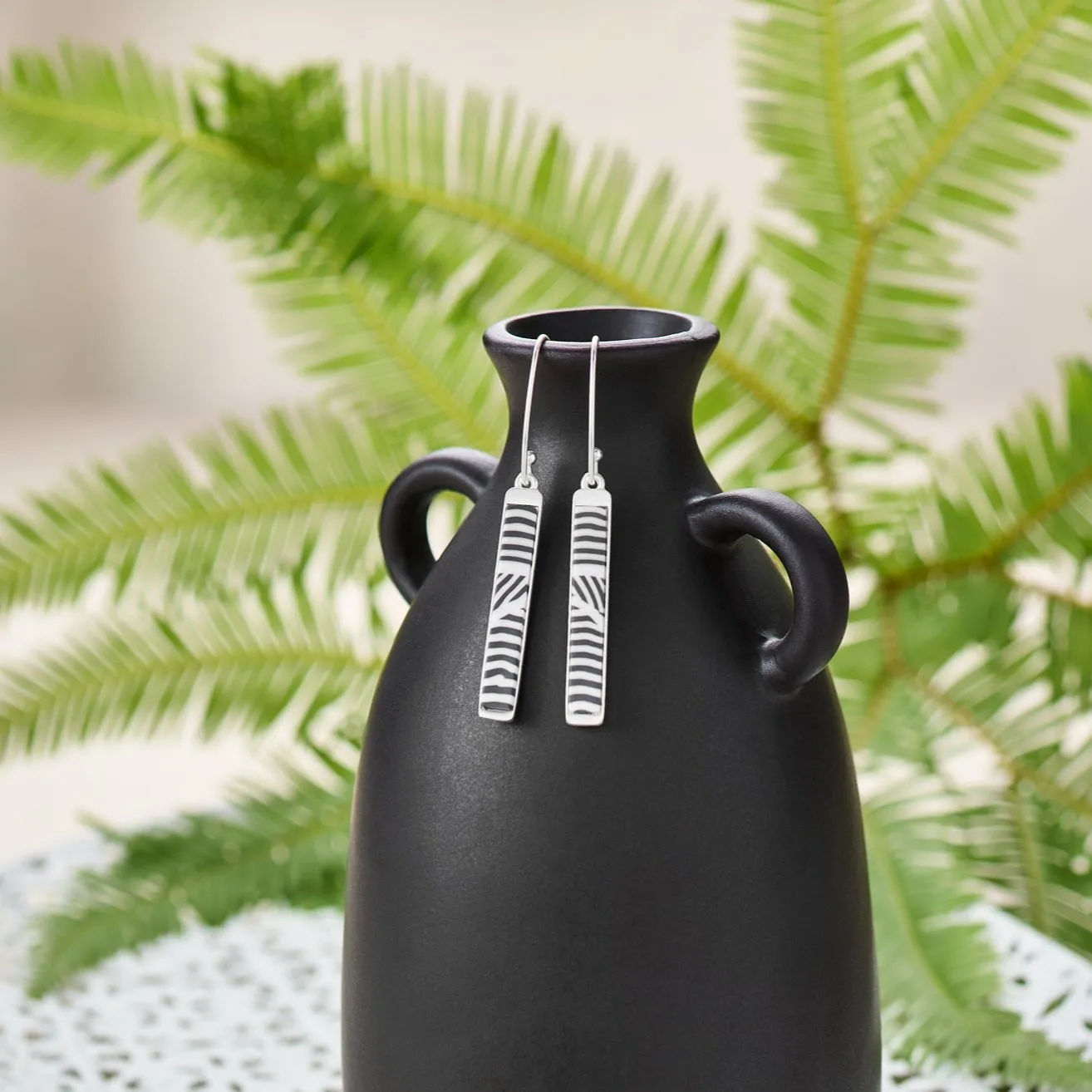 Noir Reversible Mini Bar Earrings