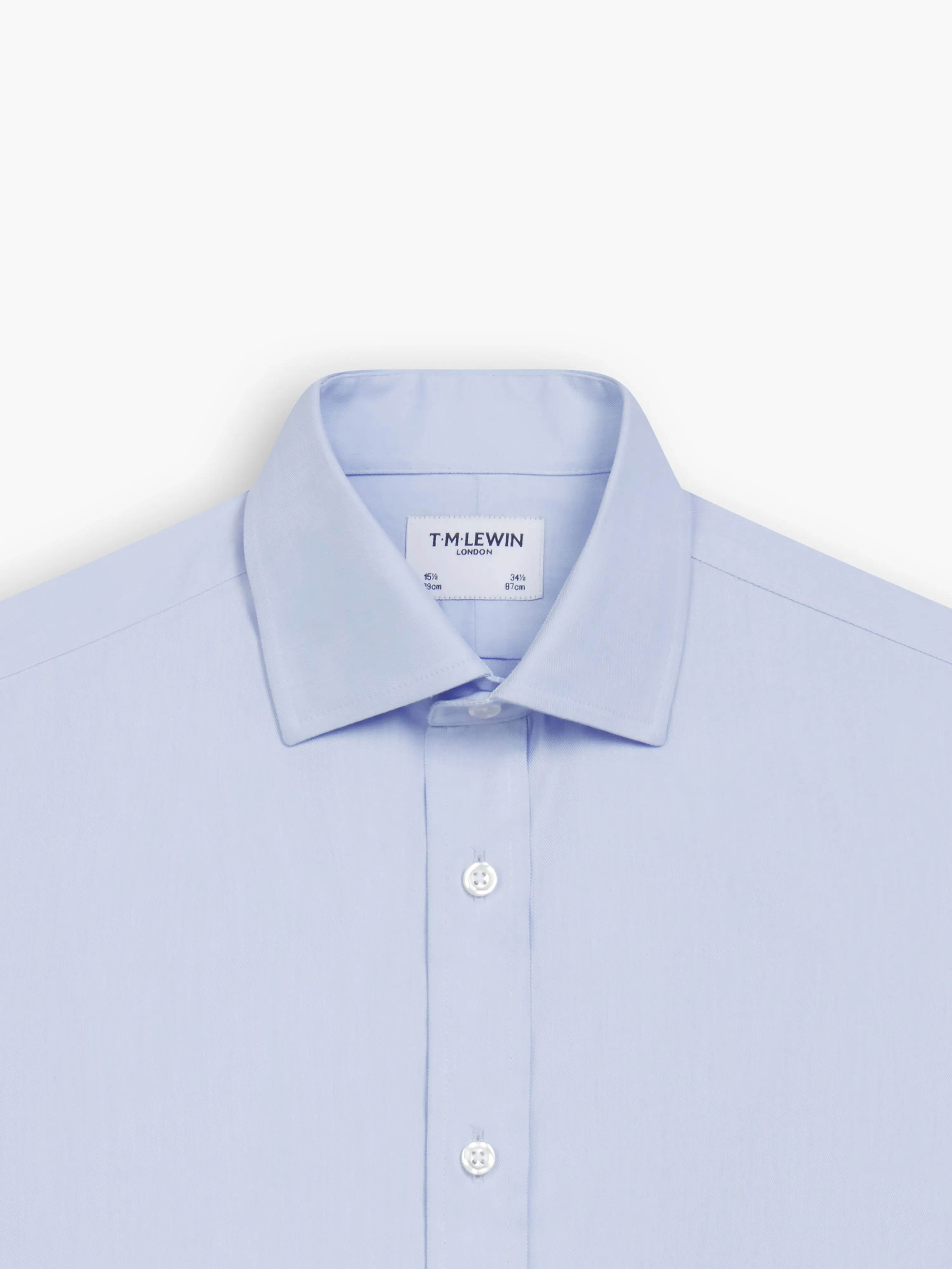 Non-Iron Pale Blue Regular Fit Twill Double Cuff Classic Collar Shirt
