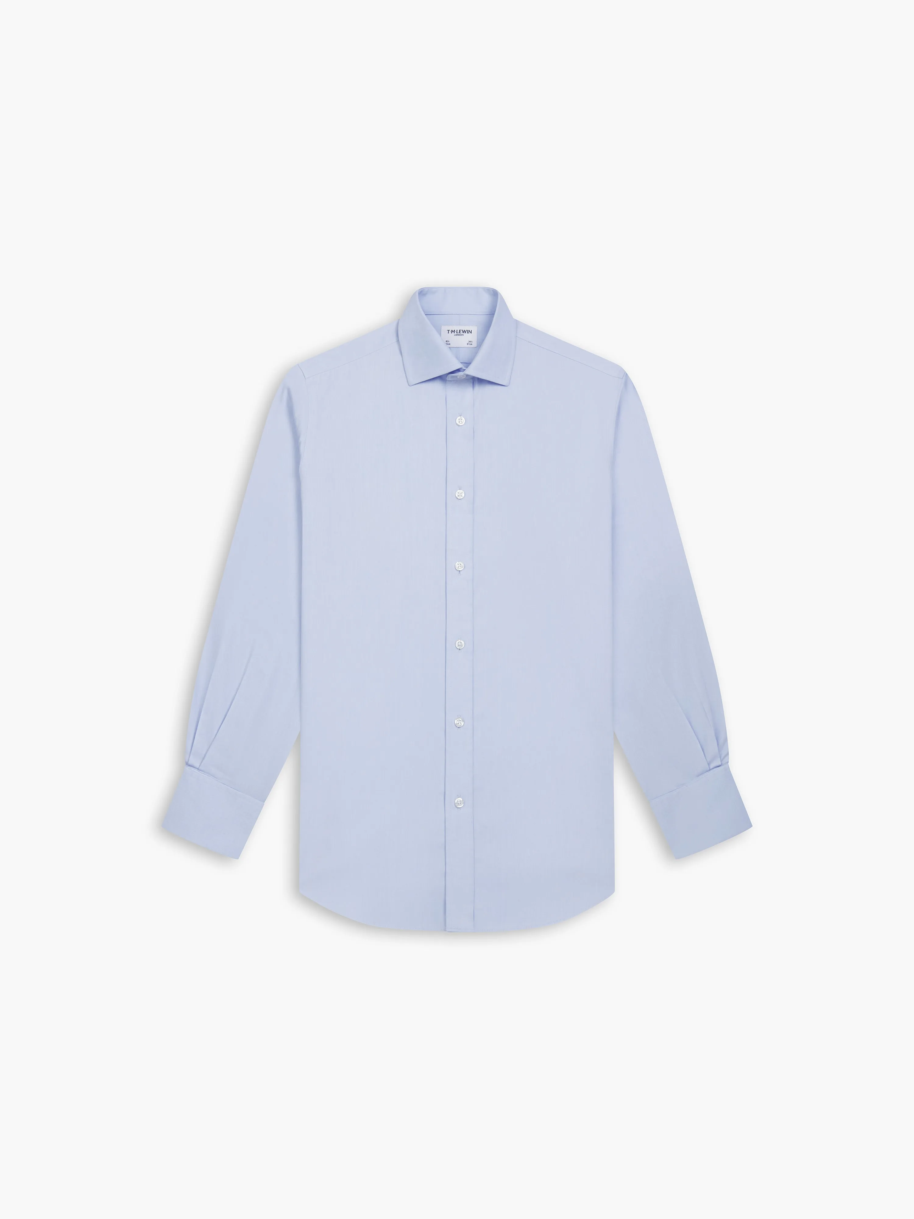 Non-Iron Pale Blue Regular Fit Twill Double Cuff Classic Collar Shirt