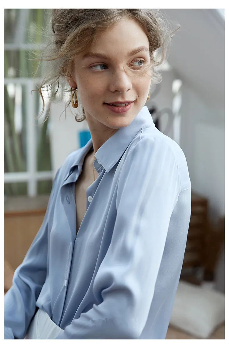 NoNothing | luxurious silk shirt in light blue