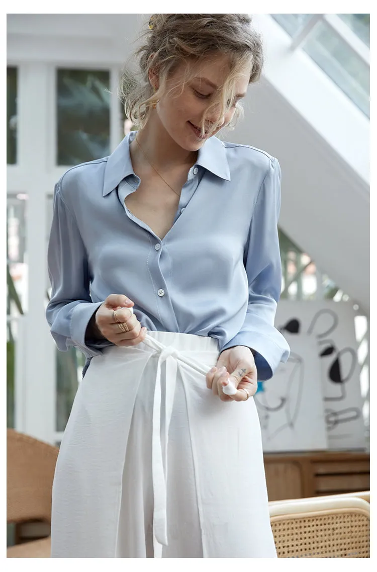 NoNothing | luxurious silk shirt in light blue