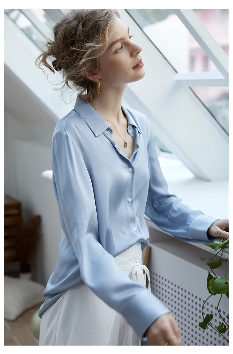 NoNothing | luxurious silk shirt in light blue