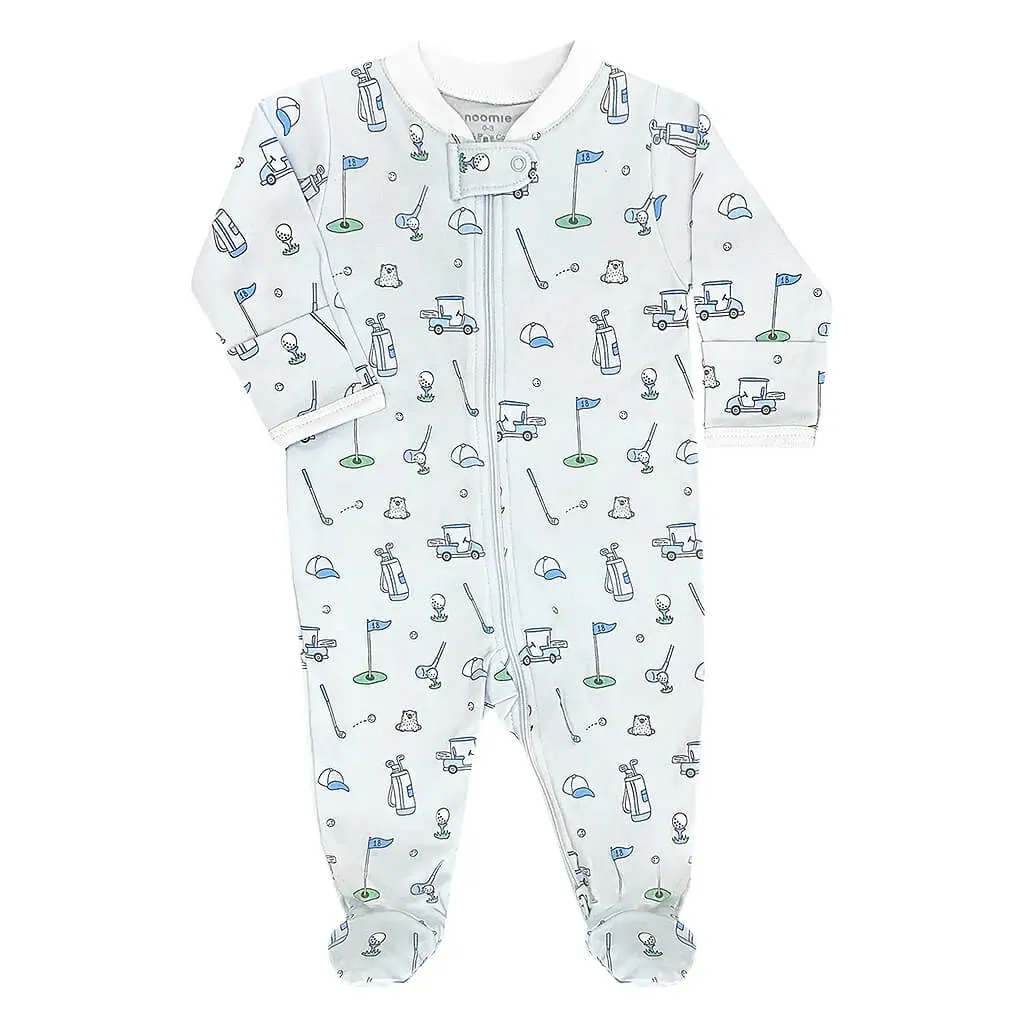 Noomie Golf Boy Zipper Footie in Blue