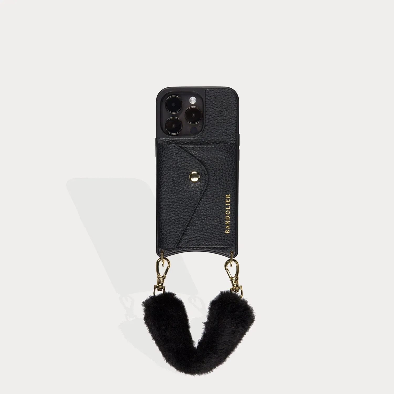 Norah Faux Fur Wristlet - Black/Gold