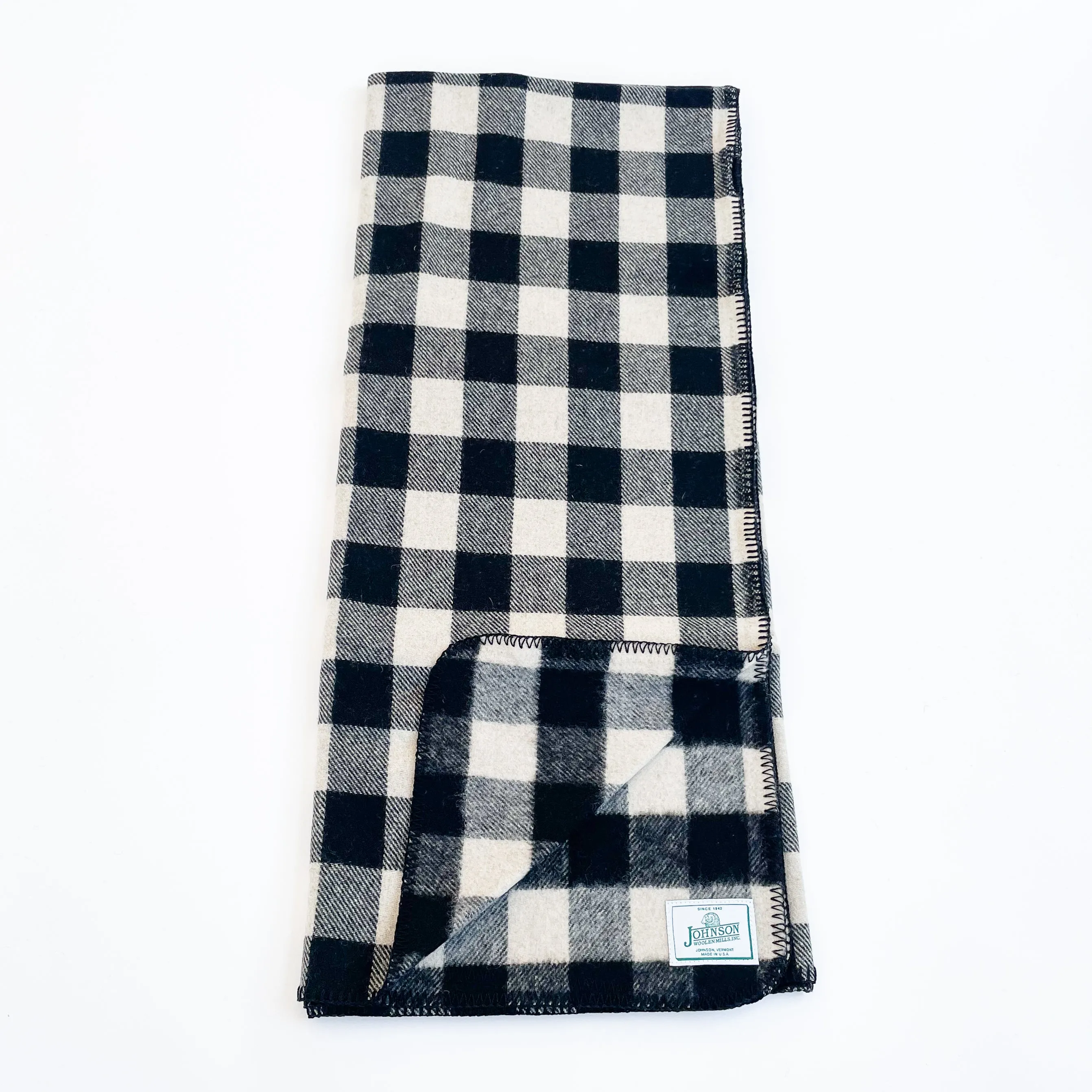 Norris Wool Throw - Black & White Buffalo Check