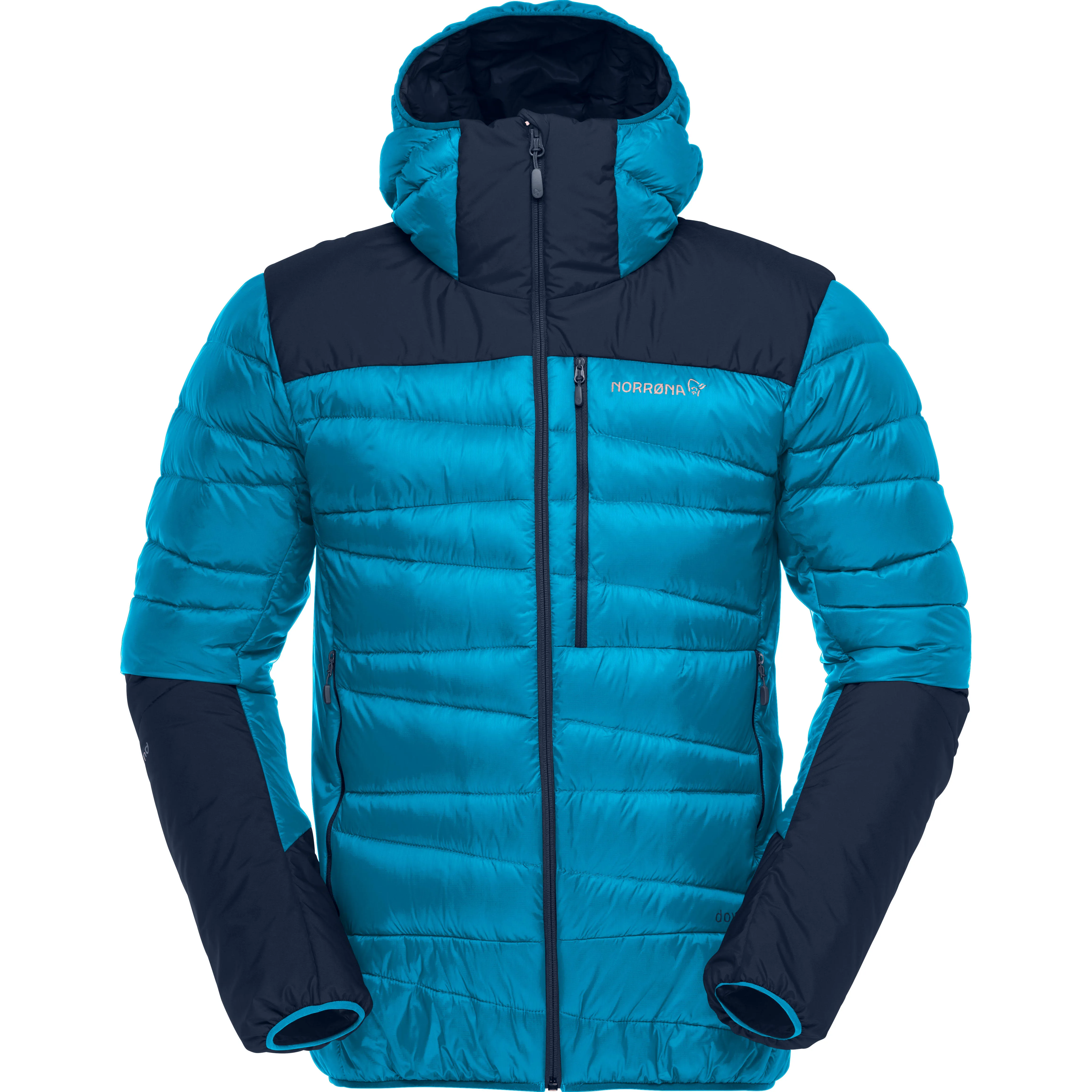 Norrøna Men&#x27;s Falketind Down750 Hood Hawaiian Surf/Indigo Night | Buy Norrøna Men&#x27;s Falketind Down750 Hood Hawaiian Surf/Indigo Night here | Outnorth