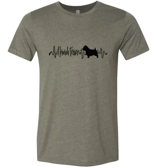 Norwich Terrier Heartbeat Short Sleeve Shirt Black