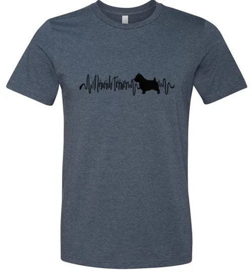 Norwich Terrier Heartbeat Short Sleeve Shirt Black