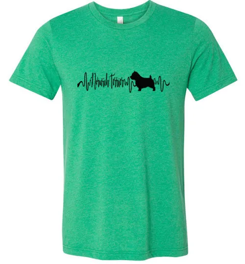 Norwich Terrier Heartbeat Short Sleeve Shirt Black