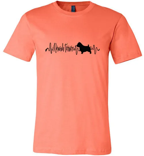 Norwich Terrier Heartbeat Short Sleeve Shirt Black