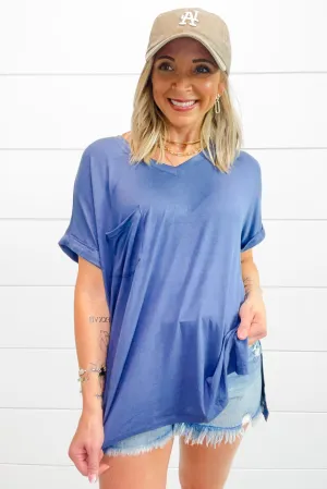 Not So Basic Boyfriend Tee - Denim Blue