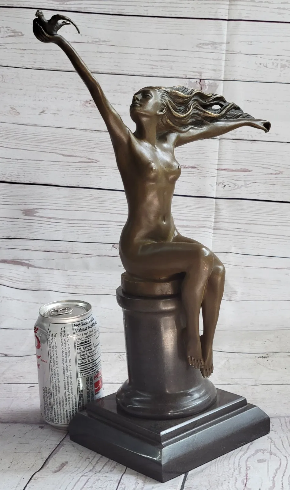 NUDE LADY FREE BIRD BRONZE MARBLE SCULPTURE FIGURINE STATUE FIGURE FIGURINE Sale