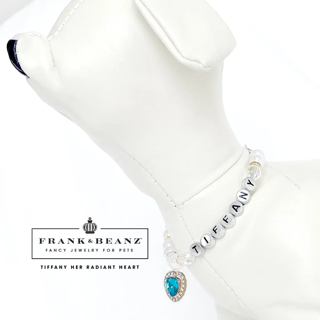 Ocean Blue Rhinestone Heart Pet Necklace for Dogs Cats Luxury Pet Jewelry