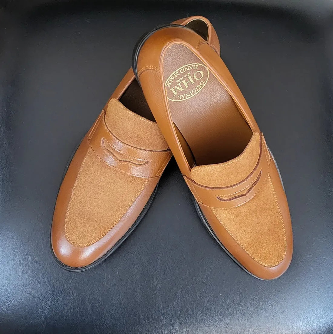 OHM New York Stylish Vamp Design Business Penny Loafer Leather Shoes