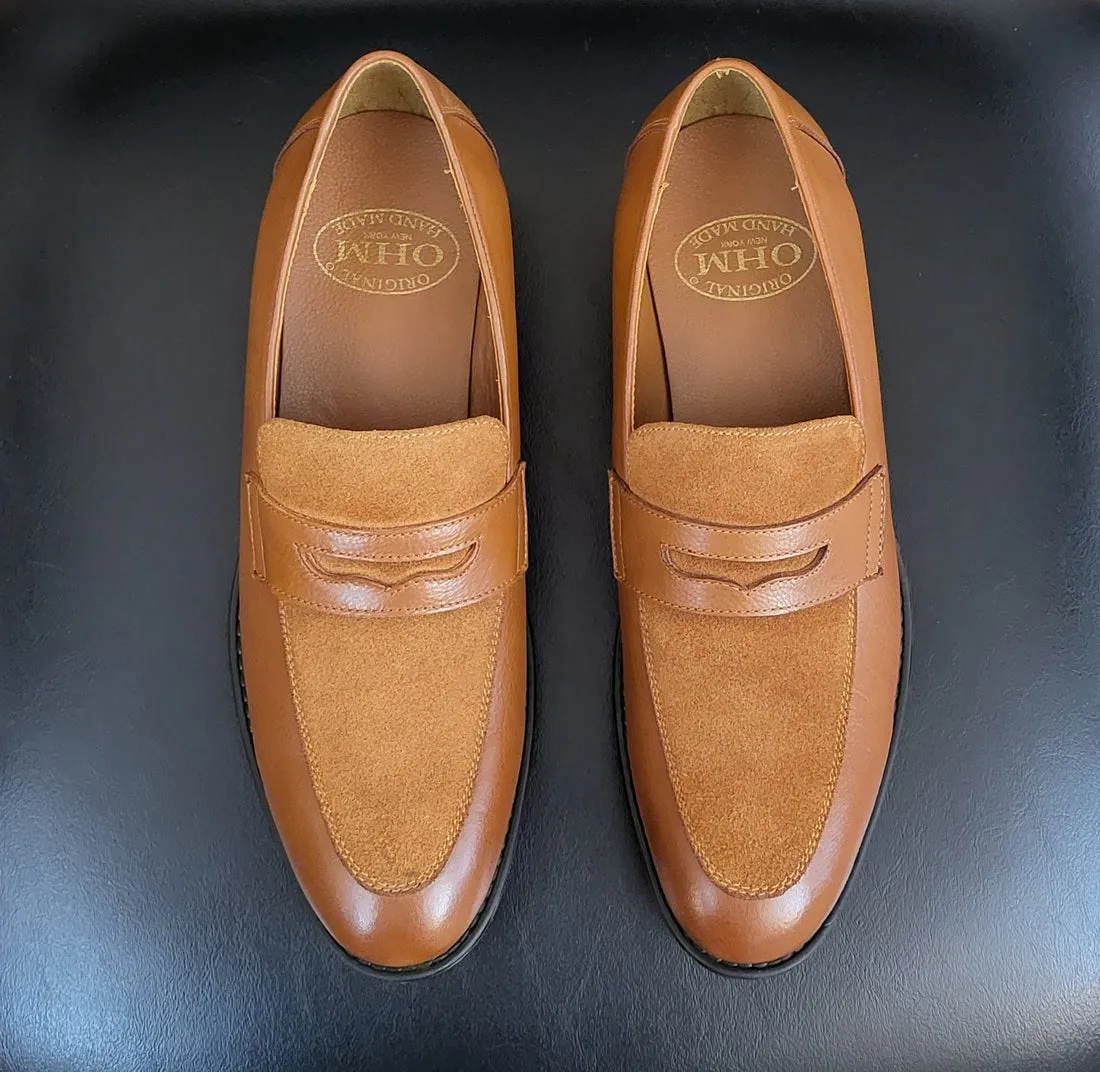OHM New York Stylish Vamp Design Business Penny Loafer Leather Shoes