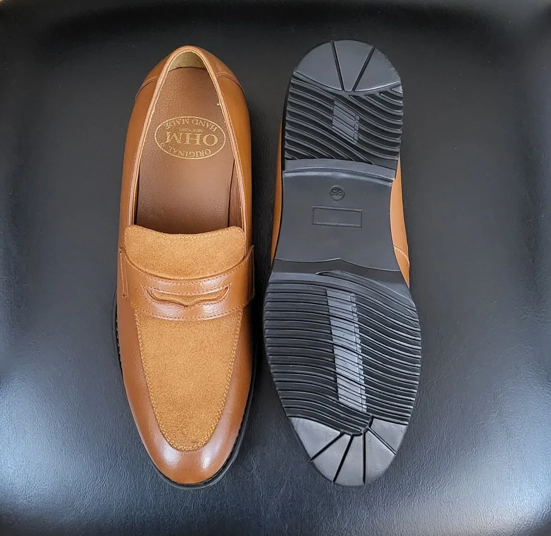 OHM New York Stylish Vamp Design Business Penny Loafer Leather Shoes