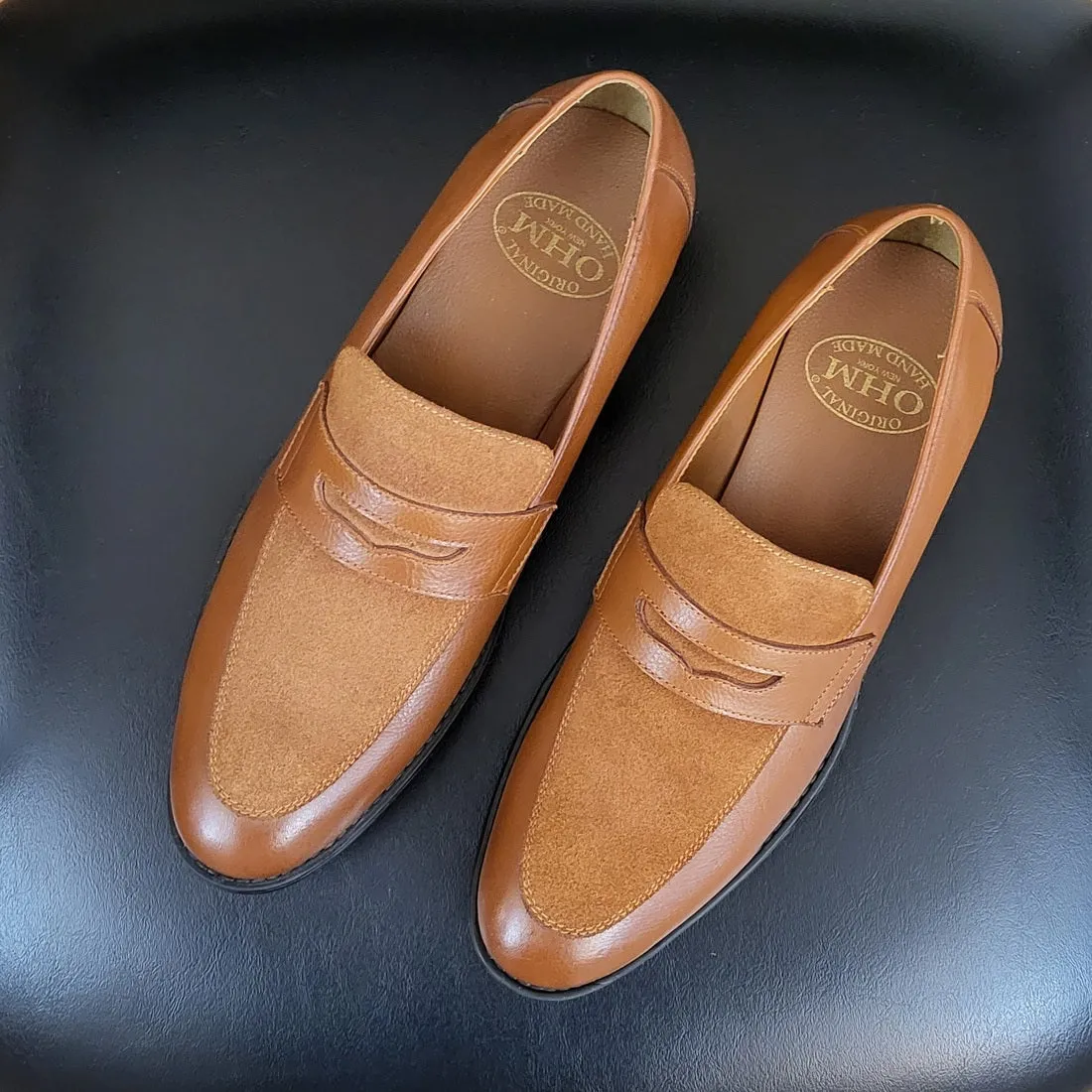 OHM New York Stylish Vamp Design Business Penny Loafer Leather Shoes