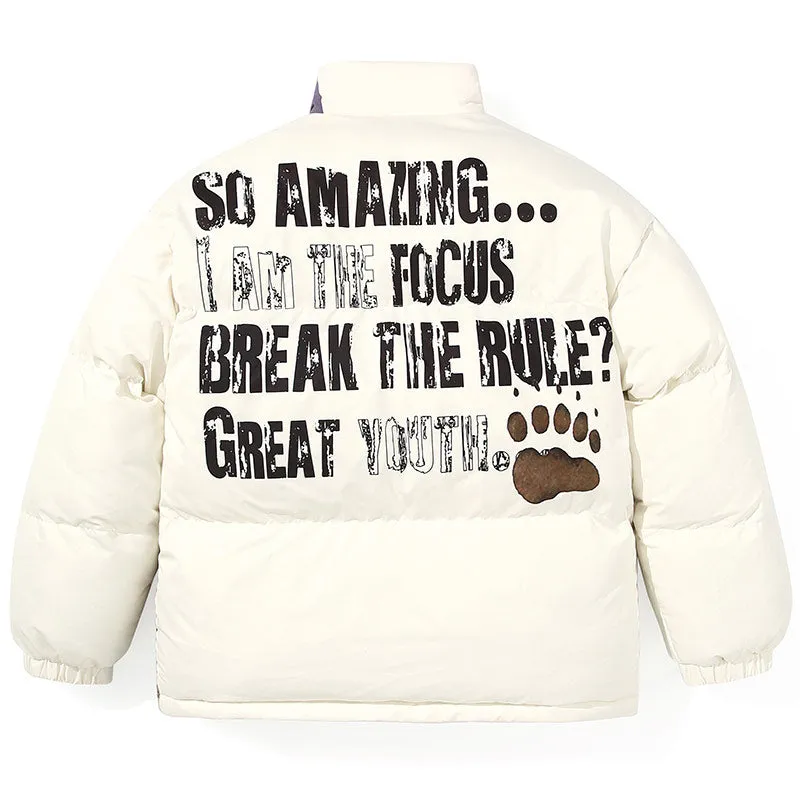 Oil Painting Bear Graffiti Padded Coat