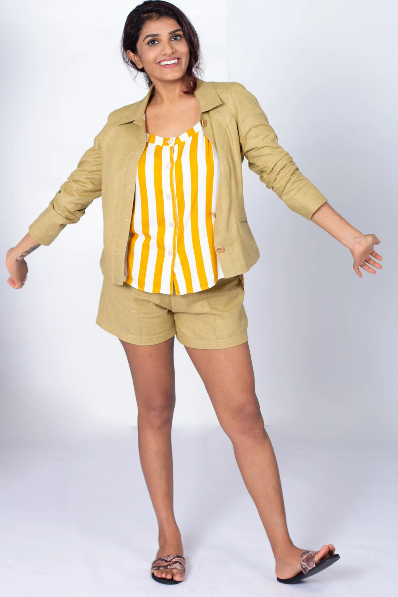 Olive Cotton Casual Jacket