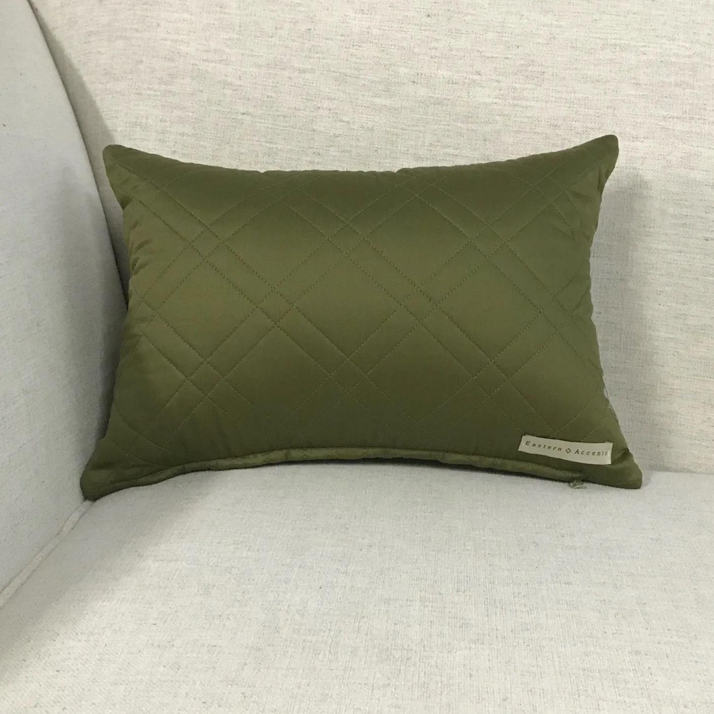 Olive Quilted Sateen Boudoir Pillow Cover 12x18